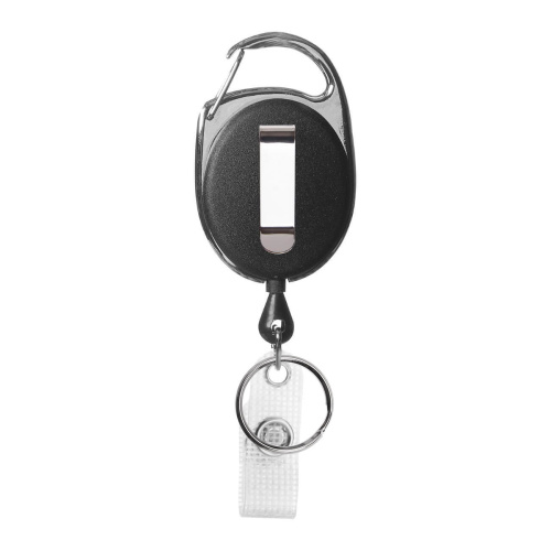 Black Carabiner ID Badge Reels with Strap Clip