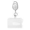 Porte badge didentification avec bobine à mousqueton et clip blanc