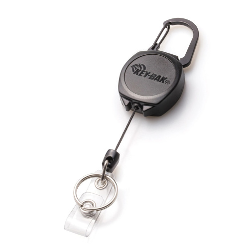 Extendable badge holder with carabiner