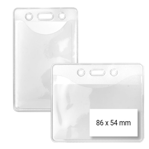 ID Hard Plastic Card Holder Business Horizontal Vertical Badge Clear 