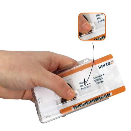 Porte Badge Rigide Etui Carte Identification Pass Double Face Semi  Transparent