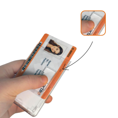 Funda porta tarjeta de identificación de piel sintética con 1 ventana para  identificación, 2 ranuras para tarjetas, 2 llaveros y correa para el cuello