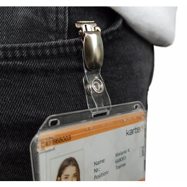 Metal clip for ID card holders