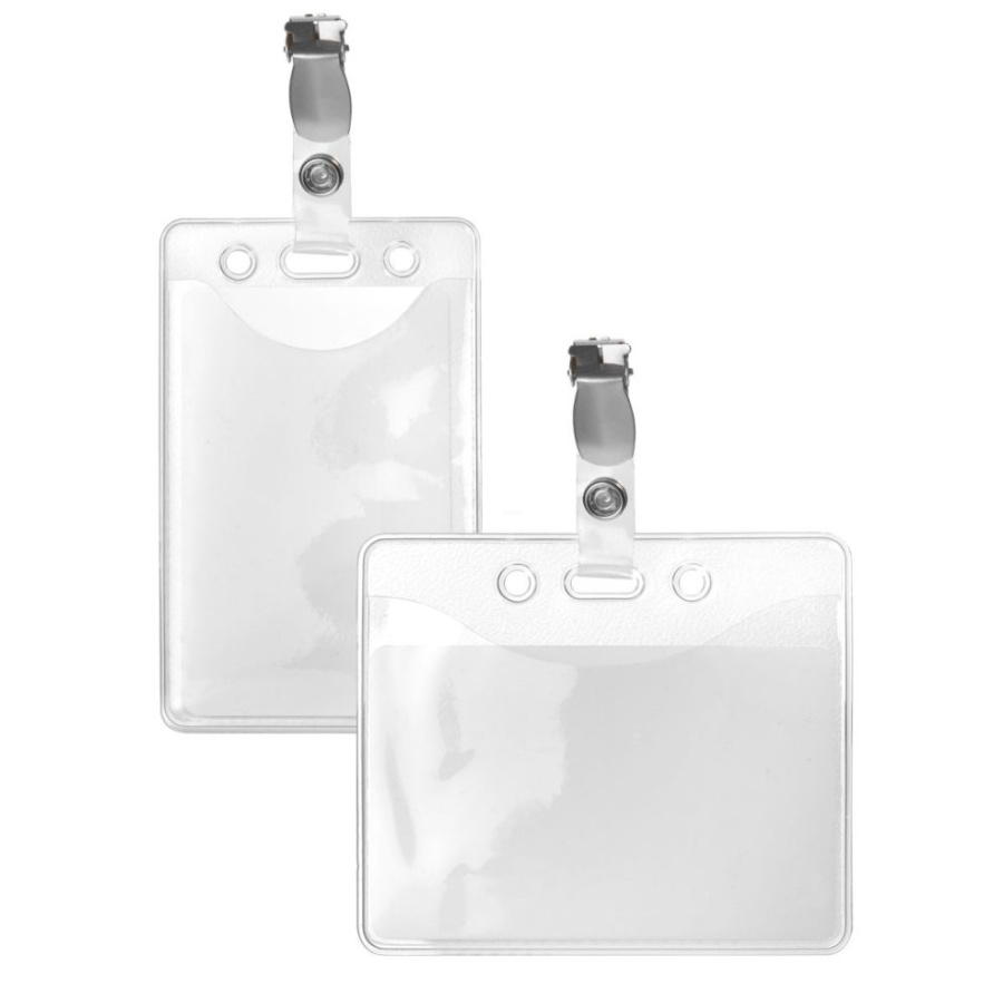 Porte-badge d'identification souple transparent avec clip - Karteo Gm